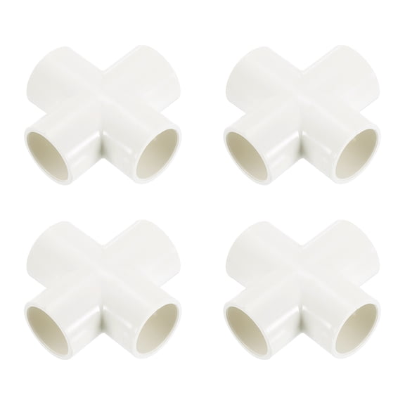 Uxcell 3/4" Fittings, 4Pcs 4 Way Elbow Connector Elbow Corner Fitting, White