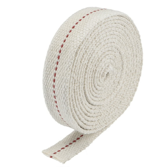 Uxcell 3/4 inch Flat Wide 2 Meter Long Cotton Oil Lamp Wick with Red Stitch, 5 Roll