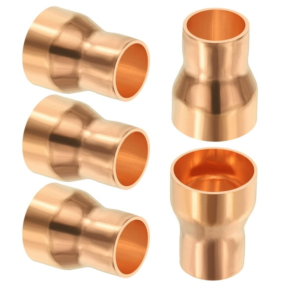 Uxcell 3/4" to 1/2" Nominal Size Copper Reducer Reducing Coupling Pressure Fitting Pipe Tube Connector 5pcs