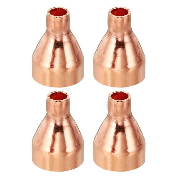 Uxcell 3/4" to 1/4" ID Copper Reducer, 4pcs Copper Reducing Coupling Pressure Fitting Pipe Tube Connector Adapter