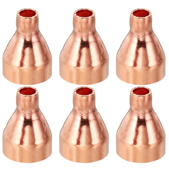 Uxcell 3/4" to 1/4" ID Copper Reducer, 6Pcs Copper Reducing Coupling Pressure Fitting Pipe Tube Connector Adapter
