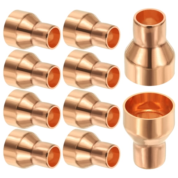 Uxcell 3/4" to 3/8" Nominal Size Copper Reducer Reducing Coupling Pressure Fitting Pipe Tube Connector 10pcs