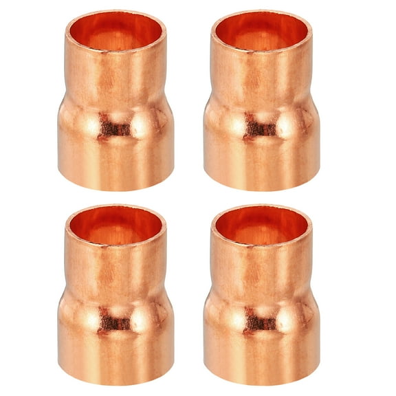 Uxcell 3/4" to 5/8" ID Copper Reducer, 4pcs Copper Reducing Coupling Pressure Fitting Pipe Tube Connector Adapter