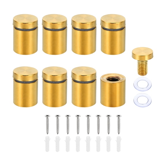 Uxcell 3/4 x 1 Inch Sign Standoff Screws, 8 Set Stainless Steel Wall Standoff, Gold