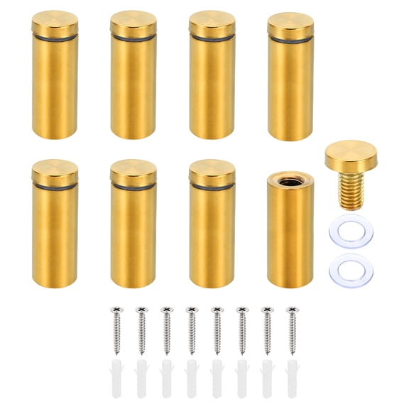 Uxcell 3/4 x 2 Inch Sign Standoff Screws, 8 Set Stainless Steel Wall Standoff, Gold