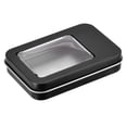 thumbnail image 1 of Uxcell 3.43" x 2.36" x 0.71" Tin Box Storage Containers with Clear Window Lids Tinplate Black 3pcs, 1 of 5