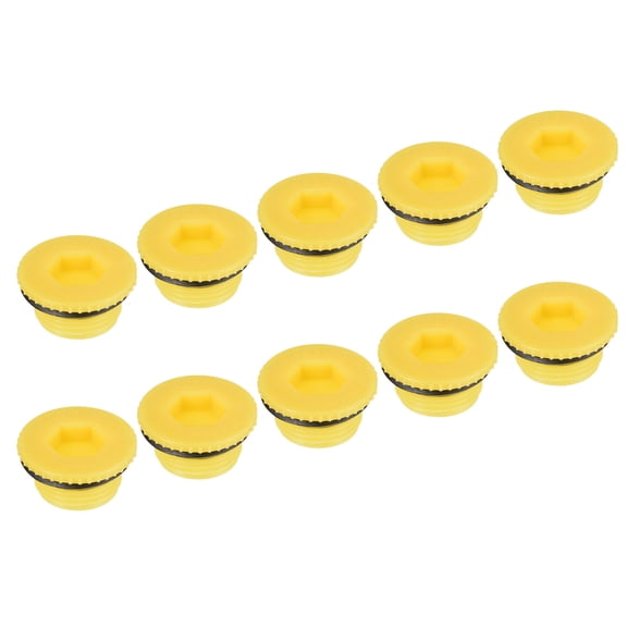 Uxcell 3/4PT Hold Plugs Plastic Male Threaded Hex Socket End Cap, Yellow 10 Pack