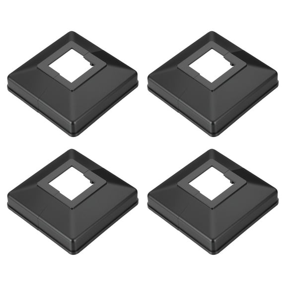 Uxcell 3.4x3.4 Inches Post Sleeve, Plastic Post Base Cover Column Wraps - 4pcs (Black)