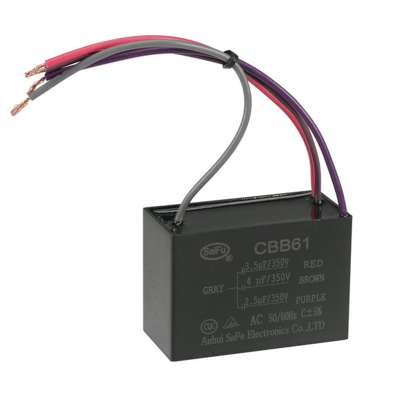 Uxcell 3.5/4/2.5uF 350V AC 4 Wires CBB61 Ceiling Fan Capacitor 1 Pack