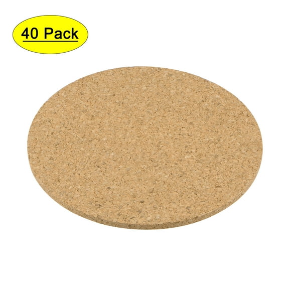 Uxcell 3.5" Diameter 0.12" Thickness Round Cork Coasters Yellow 40 Pack