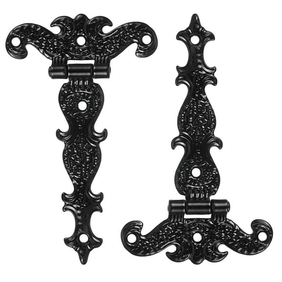 Uxcell 3.5 Inch Door Tee Hinge, 2 Pack T-strap Hinges Retro Decorative Hinge for Wooden Fences Yard Doors Barn Gate Wooden Box, Black
