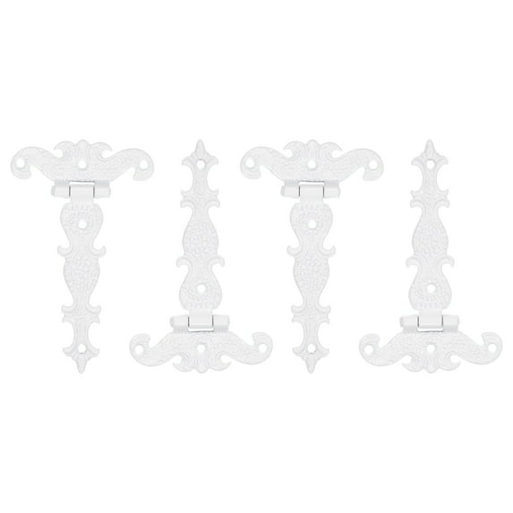 Uxcell 3.5 Inch Door Tee Hinge, 4Pack T-strap Hinges Retro Decorative Hinge, White