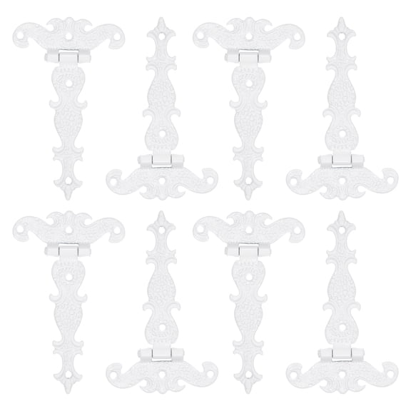 Uxcell 3.5 Inch Door Tee Hinge, 8Pack T-strap Hinges Retro Decorative Hinge, White