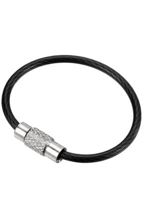3.5" Wire Keychain Cable 5 Pack Stainless Steel Key Ring Loop Black