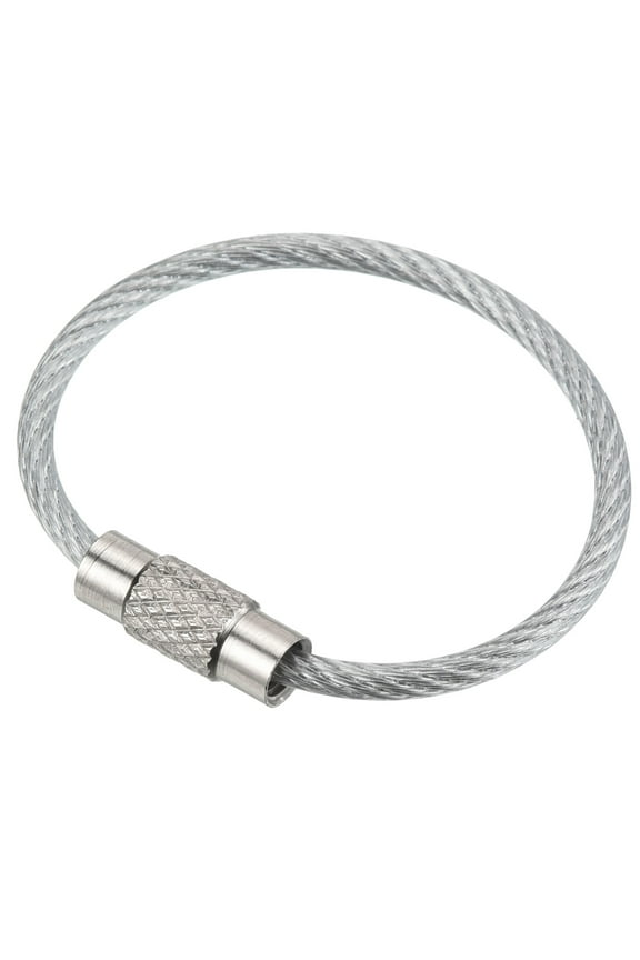 Wire Keychain Cable Stainless Steel Key Ring Silver 3.5 Inch
