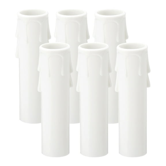 Uxcell 3.5 Inch Tall Candle Covers Sleeves 6Pcs Plastic E12 Chandelier Socket Sleeves Drip Candle Socket Covers Bulb, White