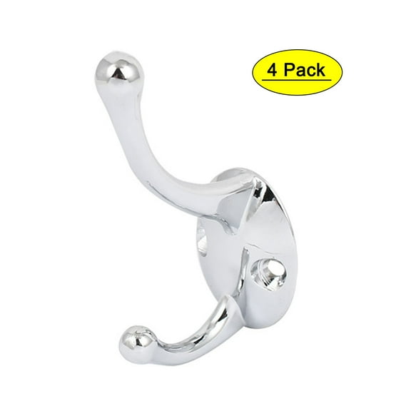 Uxcell 3.5" Length Alloy Chrome Finish Coat Double Hook, 4 Pack