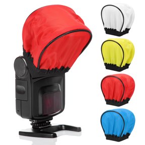 Uxcell 3.5" x 2.4" Soft Mini Flash Diffuser Cap, 4 Pack Universal Elastic Flash Diffuser Cover for Nikon DSLR Camera Flashlight, White, Yellow, Red, Blue