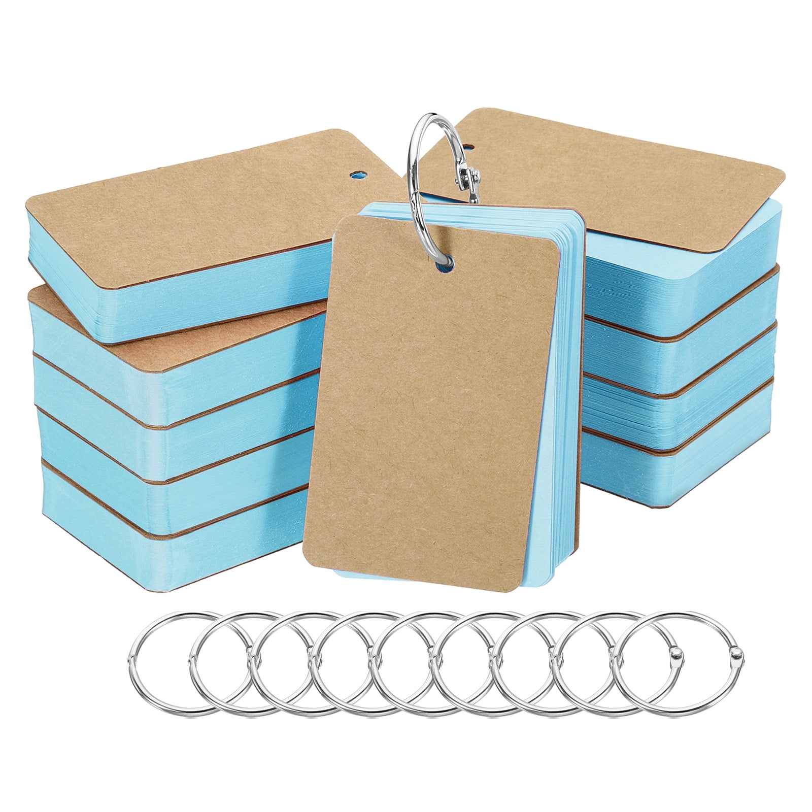 Uxcell 3.5" x 2" Blank Flash Cards with Rings Study Cards Index Cards