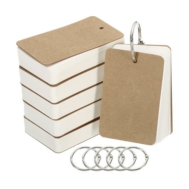 Uxcell 3.5" x 2" Blank Flash Cards with Rings Study Cards Index Cards Note Card Pre Hole Punched, White 300 Pack