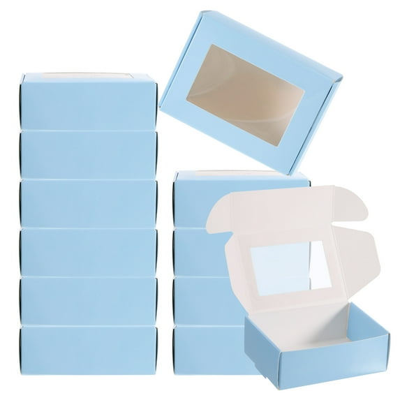 Uxcell 3.5"x2.5"x1" Paper Soap Box with Window Homemade Soap Boxes Rectangle Presents Packaging Boxes, Blue 30 Pack