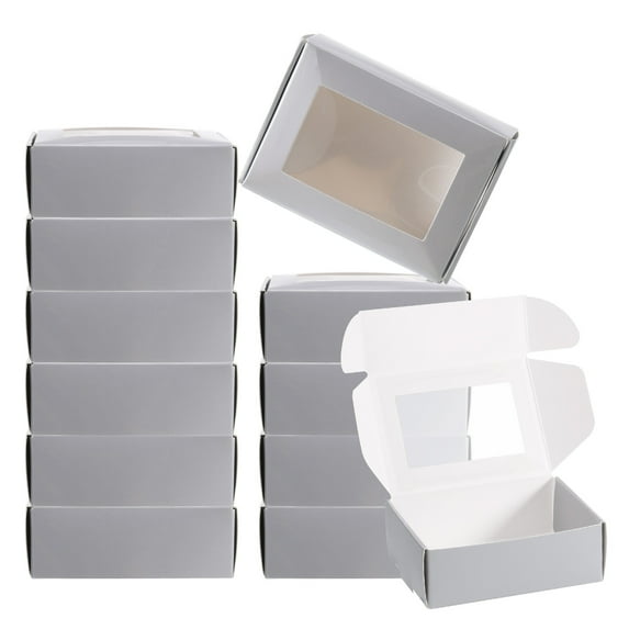 Uxcell 3.5"x2.5"x1" Paper Soap Box with Window Homemade Soap Boxes Rectangle Presents Packaging Boxes, Silver 30 Pack