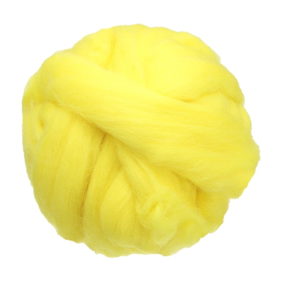 Uxcell 3.53oz Wool Roving Yarn Felting Wool Fiber for Needle Felting and Craft Supplies, Biscuit Yellow