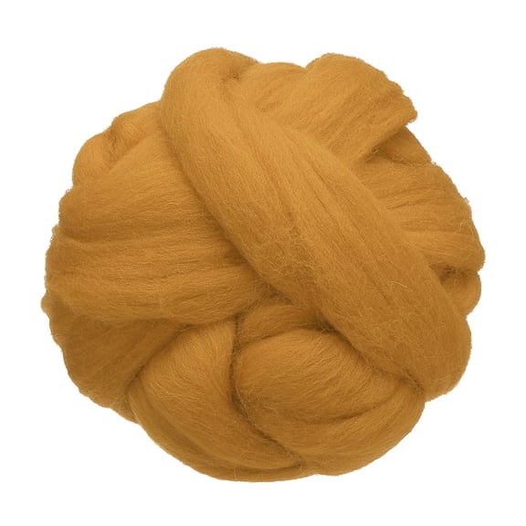 Uxcell 3.53oz Wool Roving Yarn Felting Wool Fiber for Needle Felting and Craft Supplies, Caramel Color