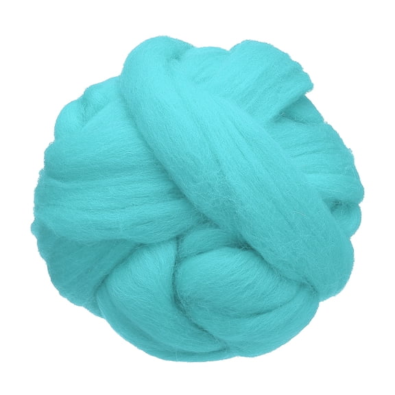 Uxcell 3.53oz Wool Roving Yarn Felting Wool Fiber for Needle Felting and Craft Supplies, Lake Blue