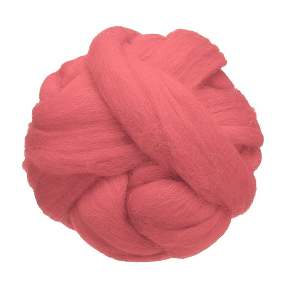 Uxcell 3.53oz Wool Roving Yarn Felting Wool Fiber for Needle Felting and Craft Supplies, Peach Pink