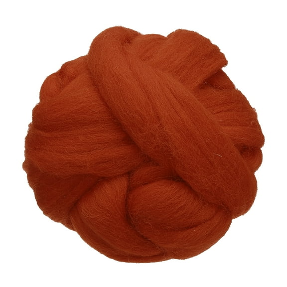 Uxcell 3.53oz Wool Roving Yarn Felting Wool Fiber for Needle Felting and Craft Supplies, Red Brown