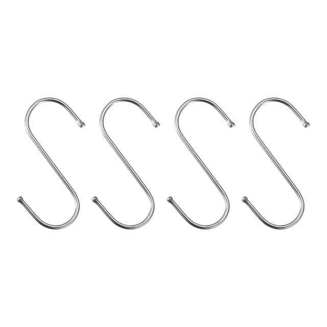 Uxcell 3.54'' S Hooks Hanger Stainless Steel Silver Tone 4Pcs