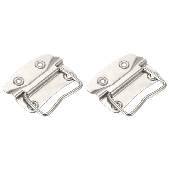 Uxcell 3.5inch Spring Loaded Handle, 2 Pcs Folding Heavy Duty Toolbox Pull Chest Handles Surface Mount Folding Grip for Toolbox Chest Case Crates Storage Boxes, Silver Tone