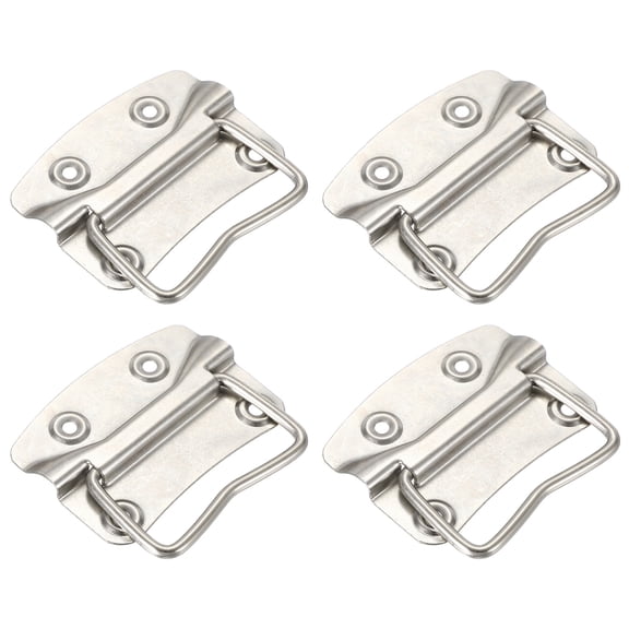 Uxcell 3.5inch Spring Loaded Handle, 4 Pcs Folding Heavy Duty Toolbox Pull Chest Handles Surface Mount Folding Grip for Toolbox Chest Case Crates Storage Boxes, Silver Tone