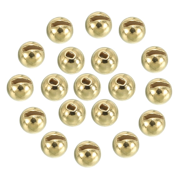 Uxcell 3.5mm Fly Tying Tungsten Beads Slotted Tungsten Beads Tungsten Round Ball Beads Gold Tone 50 Pcs