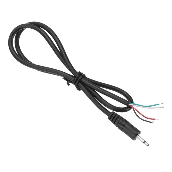 Uxcell 3.5mm Male Jack to Bare Wire Open End Replacement 28AWG TRS 3 Pole Stereo 1/7" Mono Audio Cable Plug Jack Plug 41mm for Earphone Headphone Cable Repair, 0.5m