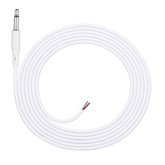 Uxcell 3.5mm Male Plug to Bare Wire TS 2 Pole Open End Cable 6.6ft/2 Pin 1/8" Audio Wire Connector Mono Plug Jack Pigtail Cable for Speaker, DIY Repair Cable Replacement, 2 M/White