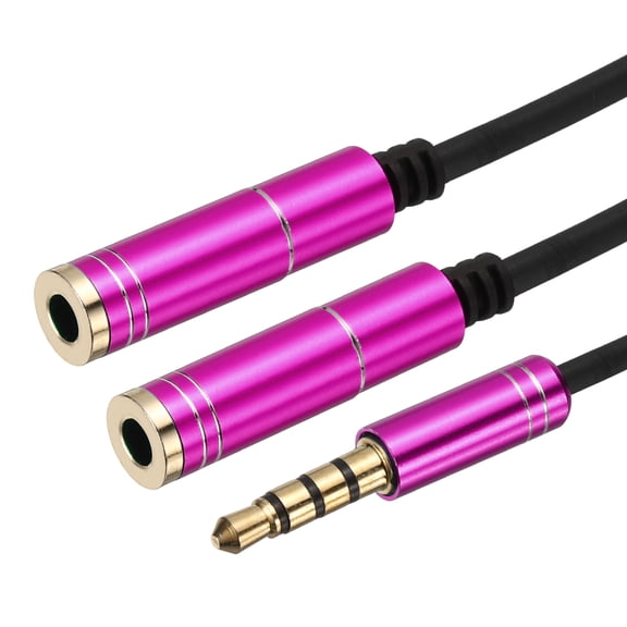Uxcell 3.5mm Splitter Male to 2 Dual 3.5mm Female Y Jack Aux Splitter for Phone Headset PS4 Switch Tablets, 1ft, Pink