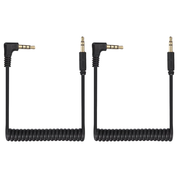 Uxcell 3.5mm TRS to TRS Patch Cable Cord Wire, Angled-Angled TRS Microphone Patch Cable Coiled Retractable Audio Mic Cord for DSLR Cameras/Phone/PC, Black(3-Pole to 23-Pole)