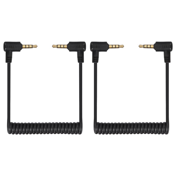 Uxcell 3.5mm TRS to TRS Patch Cable Cord Wire, Angled-Angled TRS Microphone Patch Cable Coiled Retractable Audio Mic Cord for DSLR Cameras/Phone/PC, Black(3-Pole to 7-Pole)