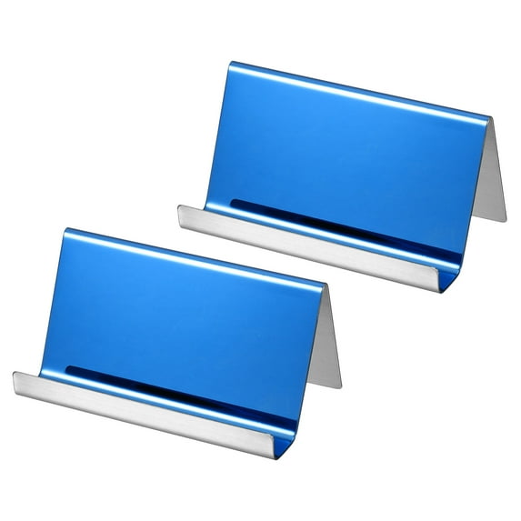 Uxcell 3.5x2.x1.8 Inch Office Desktop Name Cards Display Stand Business Card Holder Blue 2 Pack