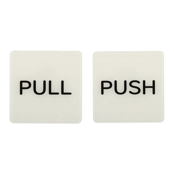 Uxcell 3.5x3.5" Push Pull Door Sign, 1 Pairs Acrylic Self-Adhesive Back Sign Door Sticker Sign White/Black