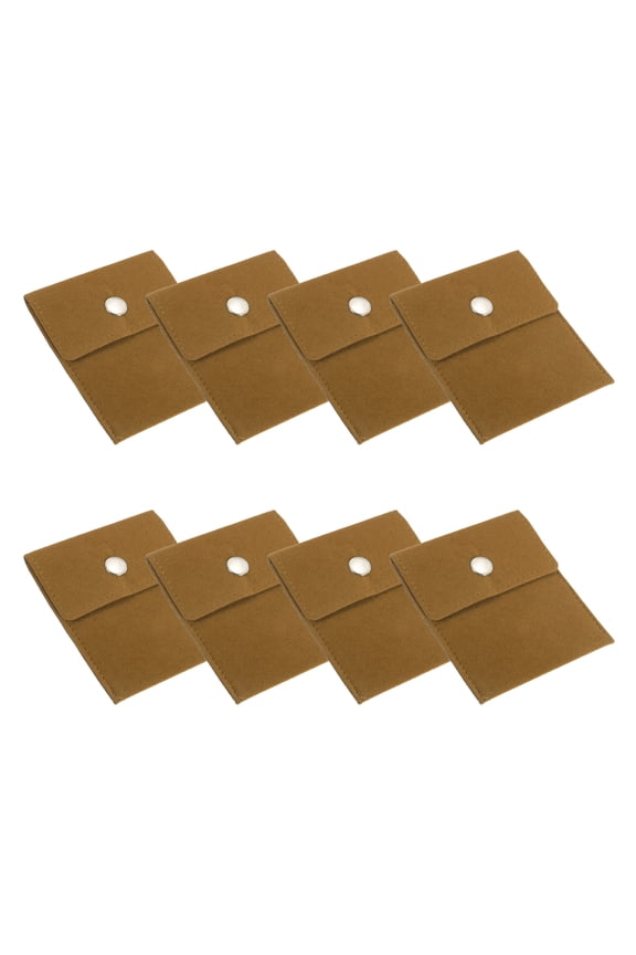 3.5x4 Inch Jewelry Pouch 8 Pack Velvet Pouches Snap Button Storage Bag for Rings Necklaces, Yellow