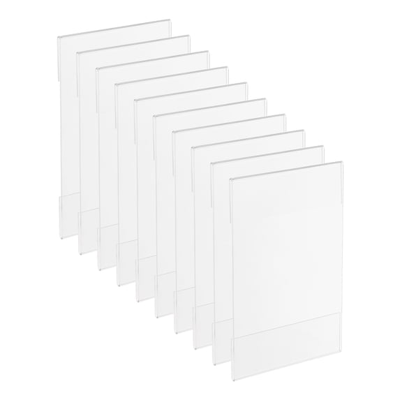 Uxcell 3.5x5" Wall Mount Acrylic Sign Holder, Vertical Display Frame with Tape Adhesive for Office, Clear 10Pcs