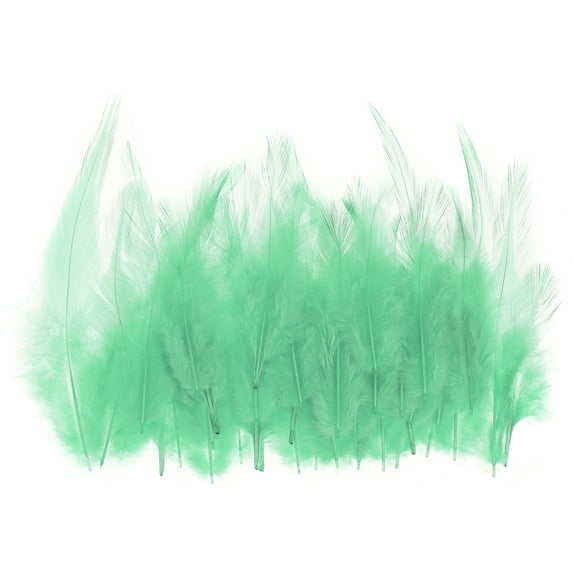 Uxcell 2.8''-5.5'' Saddle Hackle Rooster Feather Bulk Natural Feathers Fluffy Craft Feathers 100 Pcs Blue
