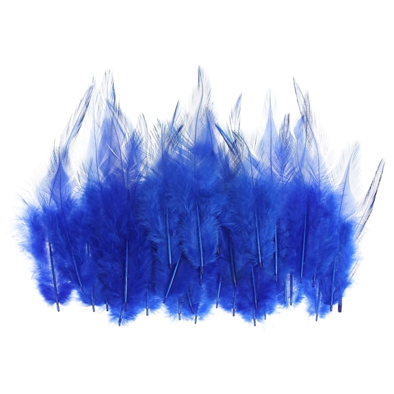 Uxcell 3-6 inch Saddle Hackle Rooster Feather Bulk Natural Feathers Fluffy Craft Feathers Dark Blue 50 Pcs