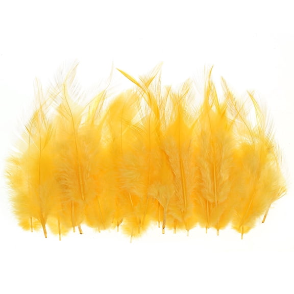 Uxcell 2.8''-5.5'' Saddle Hackle Rooster Feather Bulk Natural Feathers Fluffy Craft Feathers 100 Pcs Gold Tone