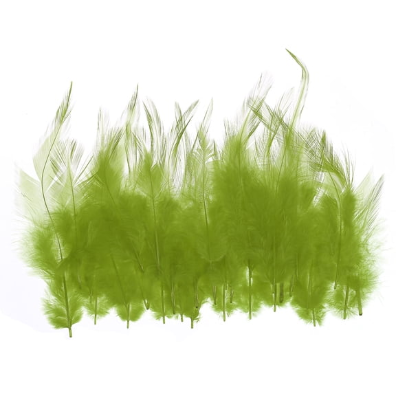 Uxcell 3-6 inch Saddle Hackle Rooster Feather Bulk Natural Feathers Fluffy Craft Feathers Green 50 Pcs