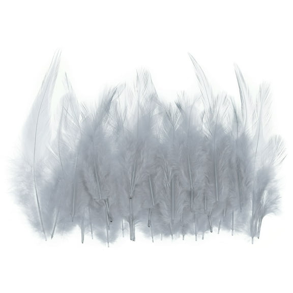 Uxcell 3-6 inch Saddle Hackle Rooster Feather Bulk Natural Feathers Fluffy Craft Feathers Grey 50 Pcs