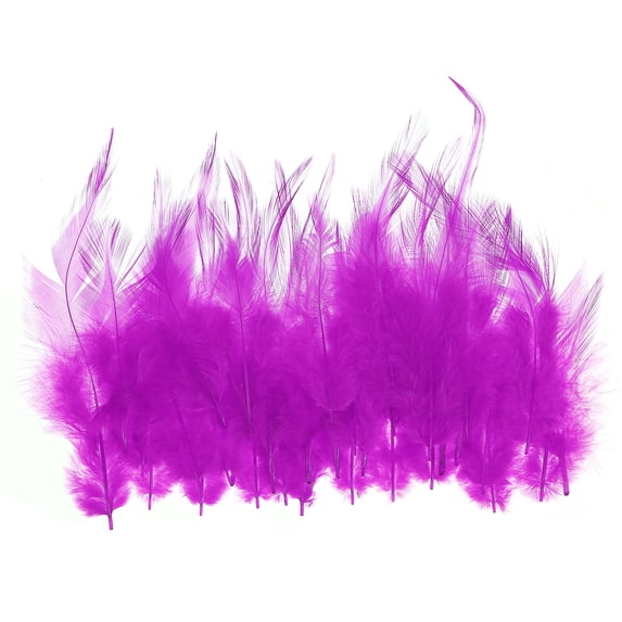 Uxcell 3-6 inch Saddle Hackle Rooster Feather Bulk Natural Feathers Fluffy Craft Feathers Rose Red 50 Pcs